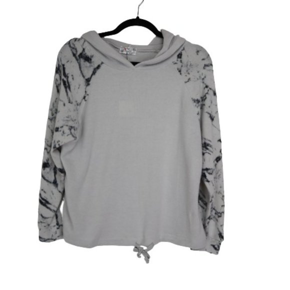 NEW Poof Apparel Women Pullover Cloud Jersey Hoodie S Drawstring Hem Long Sleeve - Picture 3 of 6